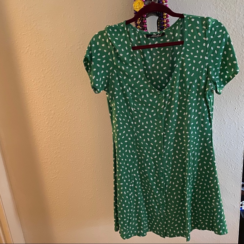 Green polka dotted dress